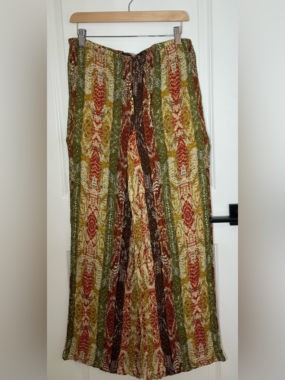 Pull&Bear Boho Pants in Green, Brown & Rust